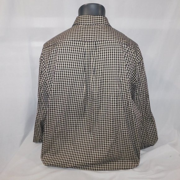 Eddie Bauer Mens 2XL Black Cream Check Plaid Long Sleeve Button Front Shirt - Picture 6 of 9